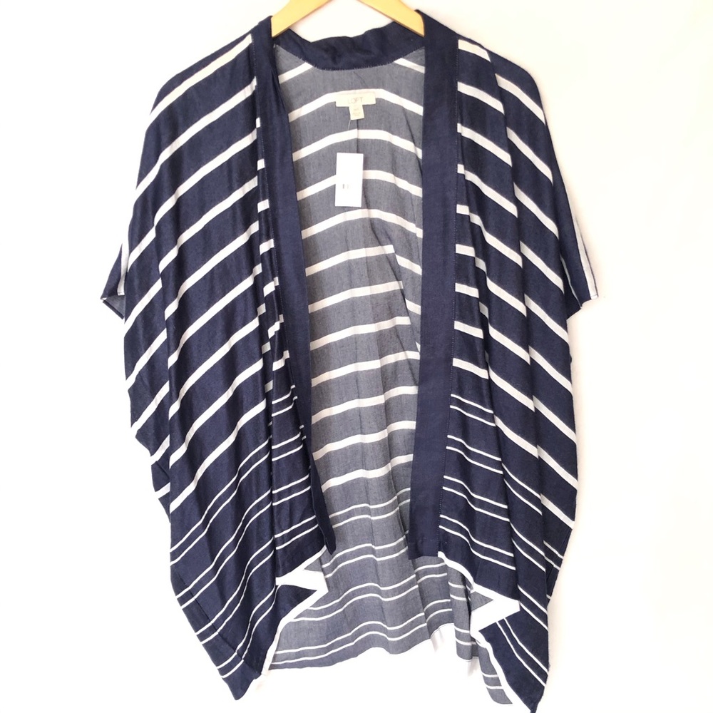 NWT Loft Stripe Kimono Dolman oversized XS/S Navy